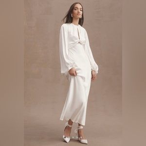 Significant Other Demi Long Sleeve Open Back Midi Dress